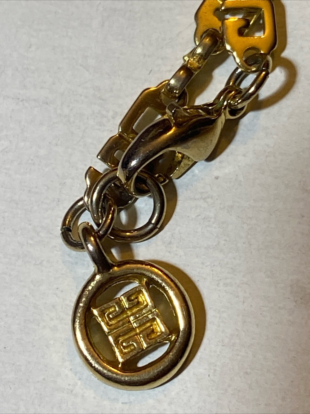 Vintage Givenchy Double-G Logo Medallion Chain Gold Tone Necklace 24''